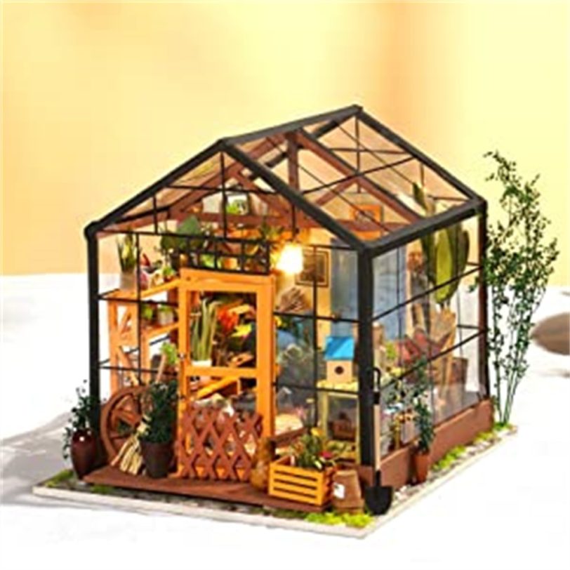 Robotime Rolife DIY Wooden Miniature Dollhouse Greenhouse Handmade Doll House Kitchen With Furniture Toys For Children Lady Gift - Image 2