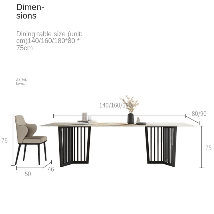 Rock plate dining table and chair combination of modern simple household solid wood luxury stone dining 3