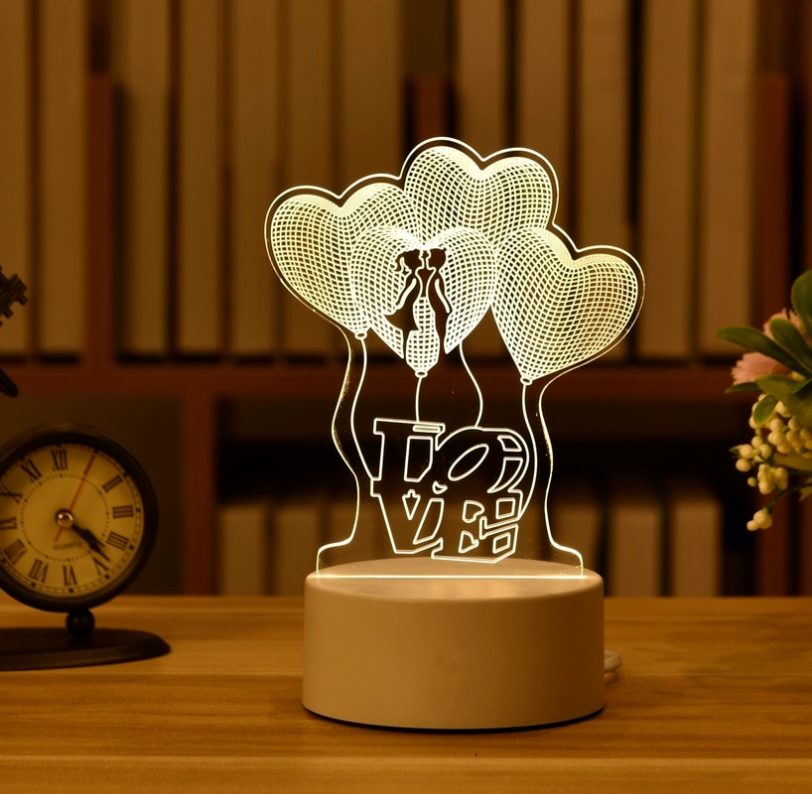 Romantic Love 3D Acrylic Led Lamp for Home Children's Night Light Table Lamp Birthday Party Decor Valentine's Day Bedside Lamp - Image 4