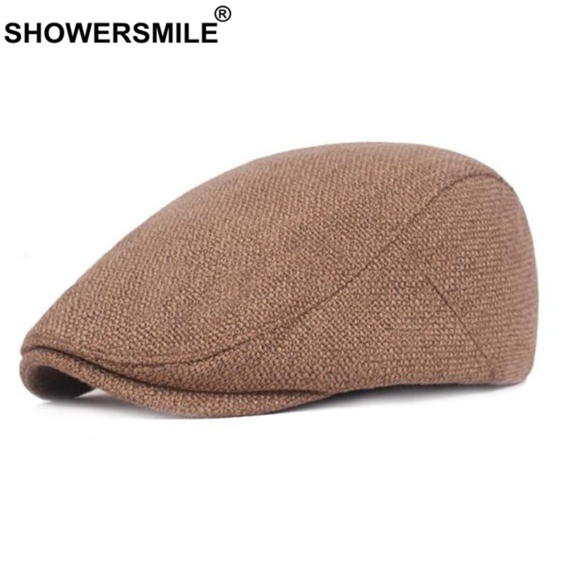 SHOWERSMILE Flat Caps for Men Cotton Linen Duckbill Ivy Cap Women Vintage Solid Orange Casual Autumn Beret Cabbie Cap Unisex - Image 2