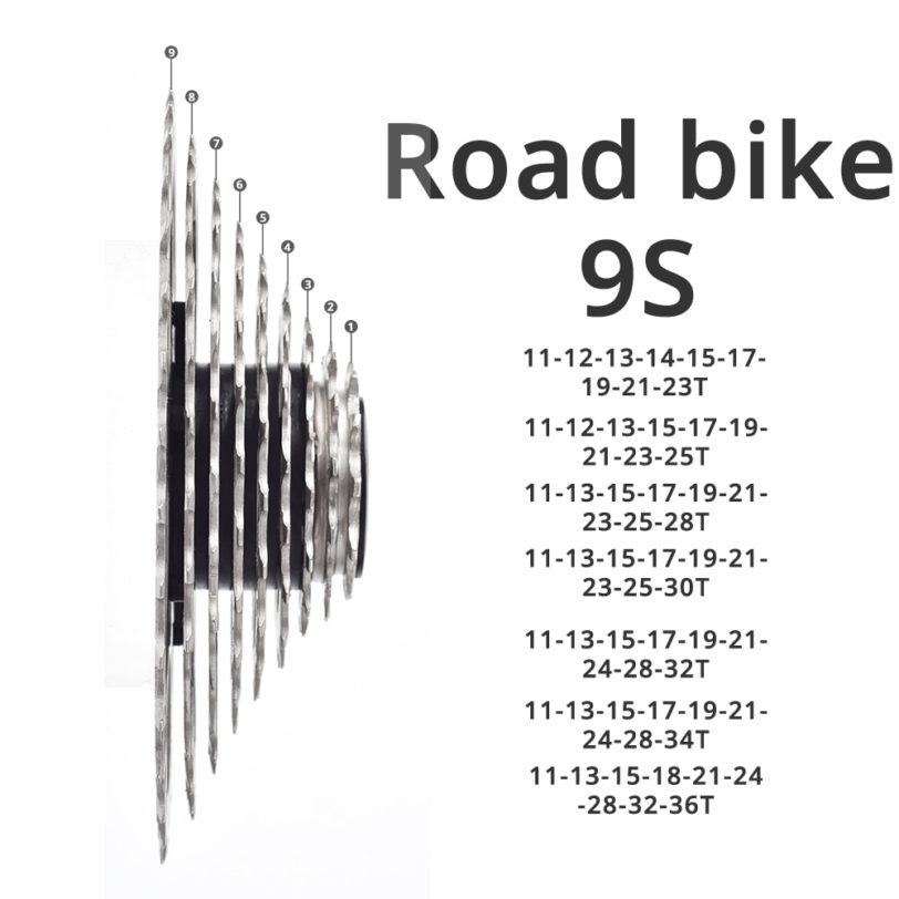 SWTXO Road Bike 9 Speed Cassette 11 23T 25T 28T 30T 32T 34T 36T Bicycle Freewheel
