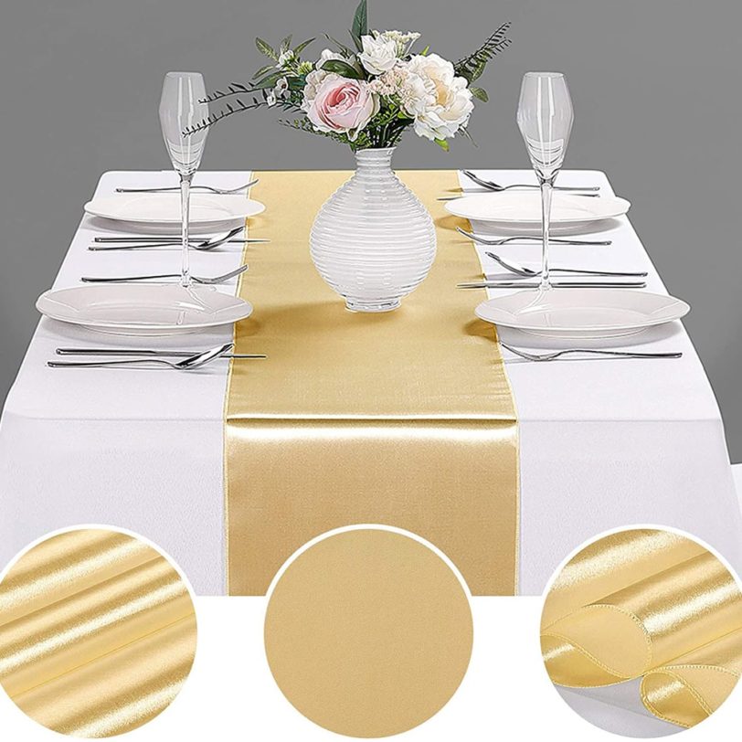 Satin Table Runner For Wedding Party Event Banquet Table Runner Luxury Dinner Tablecloth Home Wedding Table Decoration - Image 4