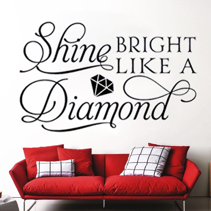 Shine Bright Like A Diamond Song Home Wall Decals Window Livingroom Bedroom Hallway Stickers Removable Vinyl Mural Decor DW4845 - Image 3