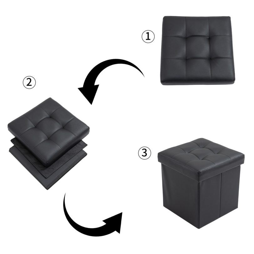 Sigtua Footstool Storage Box Cube Leather Space Saving Folding Storage Footstool Toy Chest Dressing Stool Seat