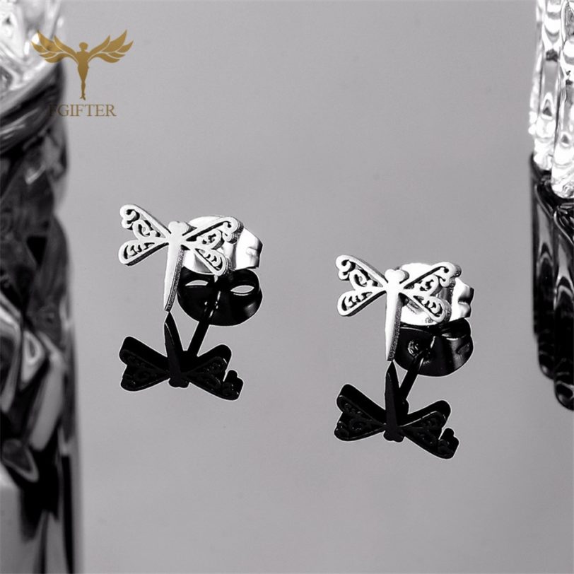 Silver Color Dragonfly Earrings Wholesale Cheap Stud Earrings Stainless Steel Jewelry for Kids Girls Women Jewellery - Image 2