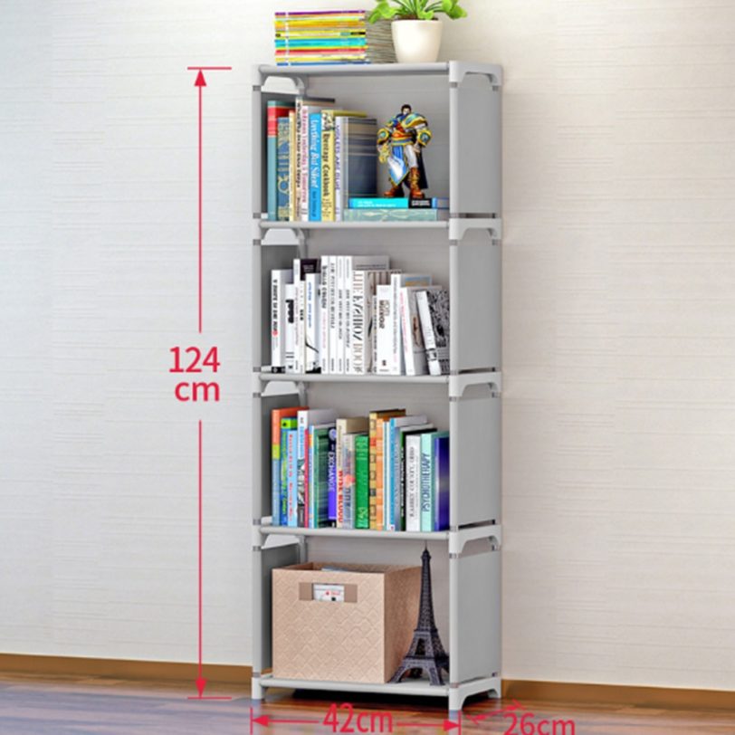 Simple Bookshelf Stainless Steel Easy Moving Assembled Shelf Bookcase Creative Modern Home Decoration Shelf - Image 2