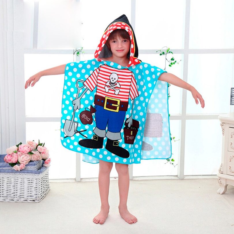 Size 90*60CM Children Cartoon Baby Hooded Bath Towel Bathrobe Cotton Terry Infant Kids Bathing Wrap Toddler Kids Gifts BCS0004 - Image 4