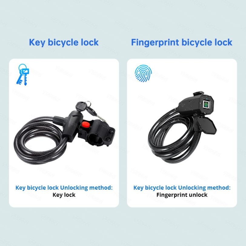 Smart Fingerprint Bicycle Lock Stainless Steel Anti Theft Bike Lock USB Charging Waterproof MTB Door Cycling