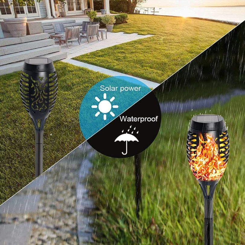 Solar Flame Torch Light Flickering Waterproof Garden Decor Landscape Lawn Lamp For Path Garden Yard Outdoor Light - Image 2