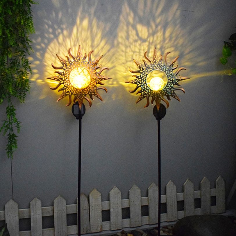 Solar Lawn Light Sun/Moon/Flame Design Waterproof Retro Lamp Garden Decor Supplies for Courtyard Landscape Outdoor Walkways - Image 2