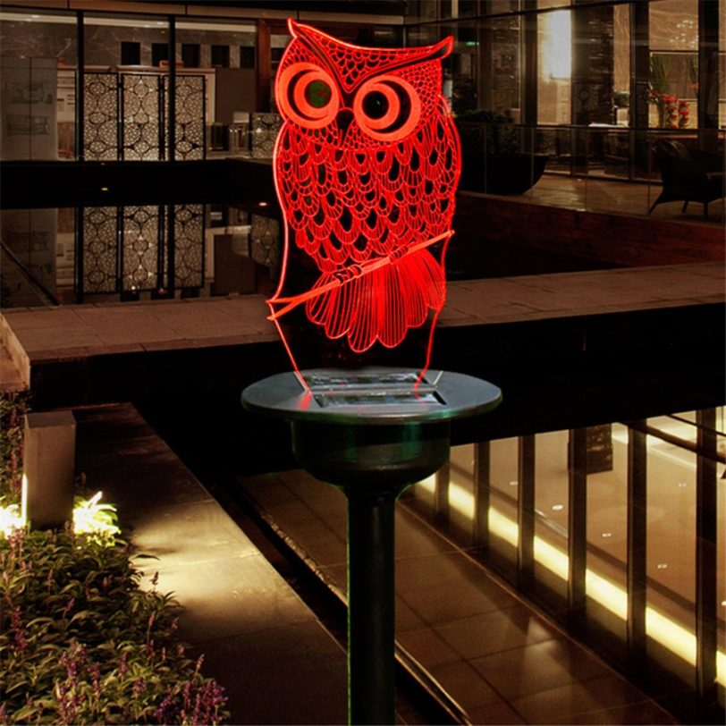 Solar Powered 3D Illusion lamp Waterproof LED Landscape Lighting Heart Owl Outdoor Garden Lights for Pathway Walkway Patio Yard - Image 2