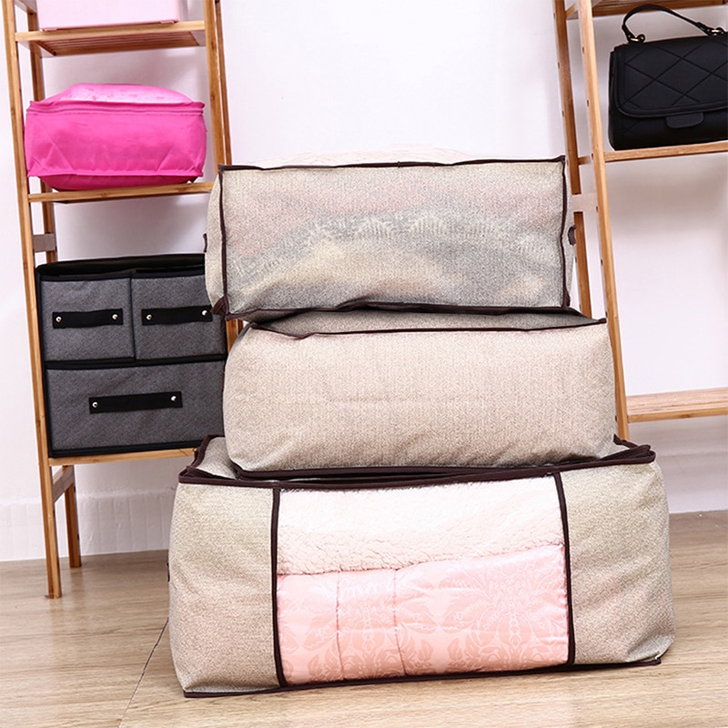 Storage Bag For Clothes Blanket Folding Non Woven Fabric Bags Pillow Quilt Blanket Organizer Big Capacity 1