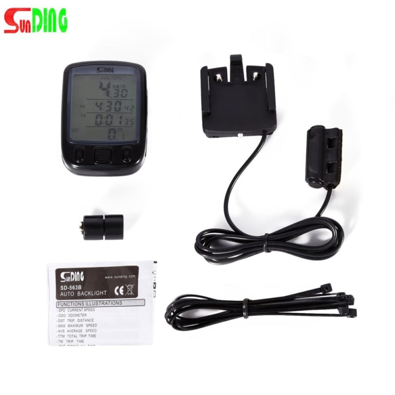 Sunding SD 563A Bike Computer Waterproof Bicycle Odometer LCD Display Cycling Speedometer with Green Backlight - Image 2