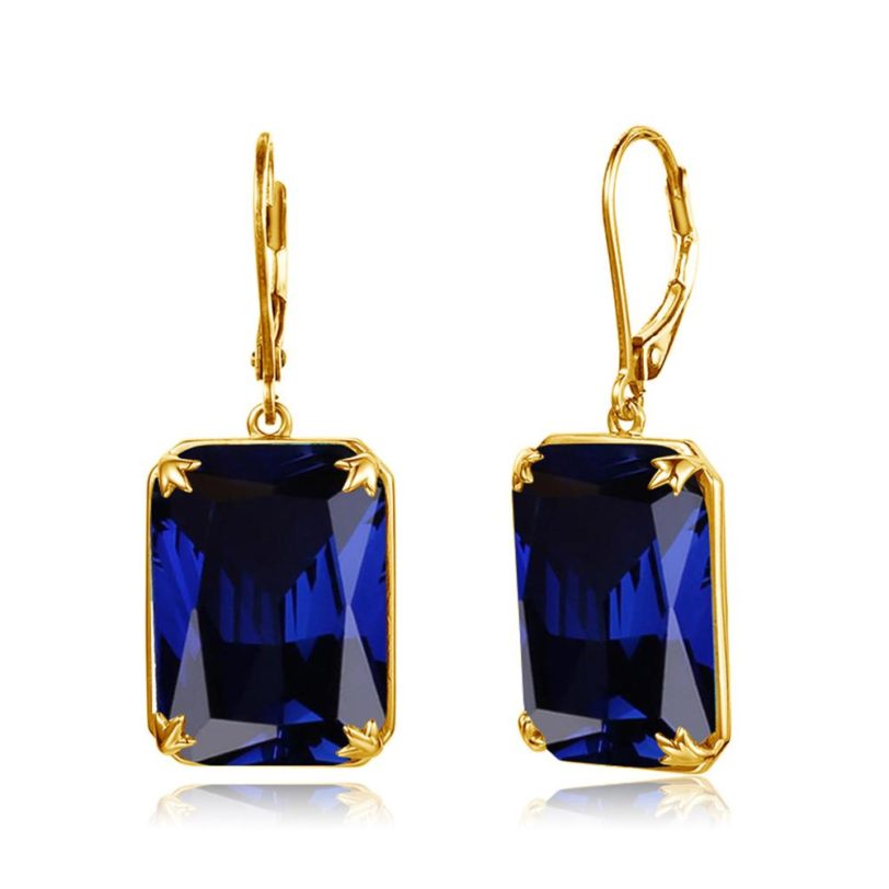 Szjinao 14K Gold Jewelry Set For Women Sparkling Blue Sapphire Pendant Earrings Sets Luxury Real Silver 925 Jewelry Party Gifts - Image 4