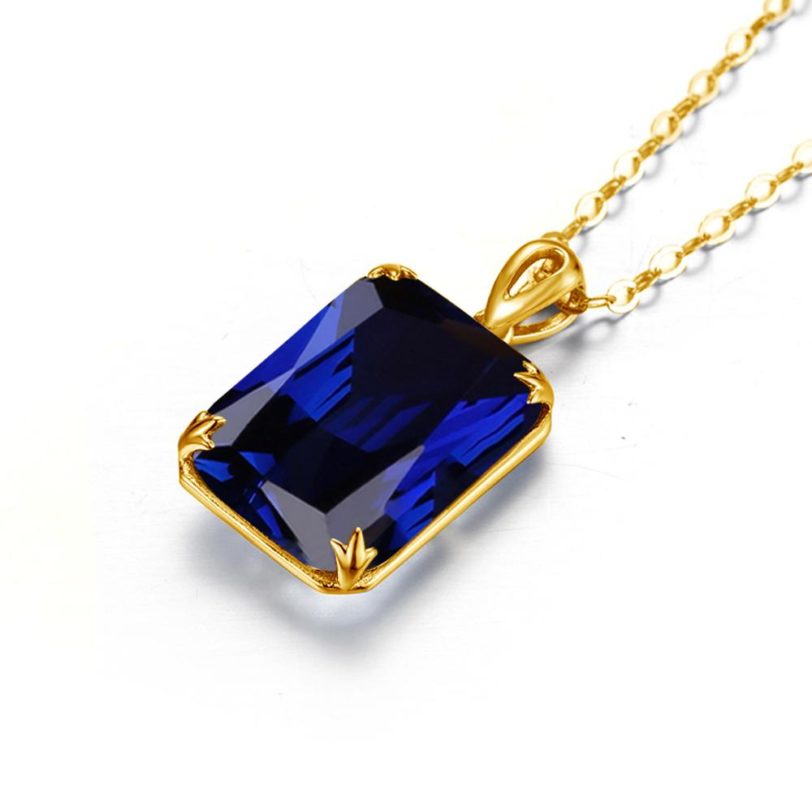 Szjinao 14K Gold Jewelry Set For Women Sparkling Blue Sapphire Pendant Earrings Sets Luxury Real Silver 925 Jewelry Party Gifts - Image 5