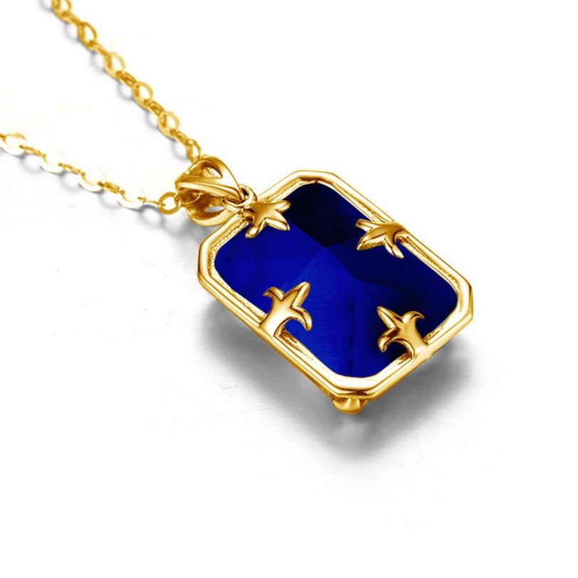 Szjinao 14K Gold Jewelry Set For Women Sparkling Blue Sapphire Pendant Earrings Sets Luxury Real Silver 925 Jewelry Party Gifts - Image 2