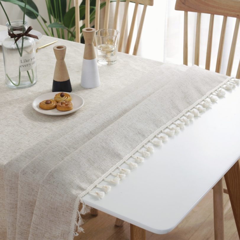 TABLECLOTH FOR THE TABL with Tassel Rectangle Linen Table Cloth Wedding Decor Coffee for Living Room 1