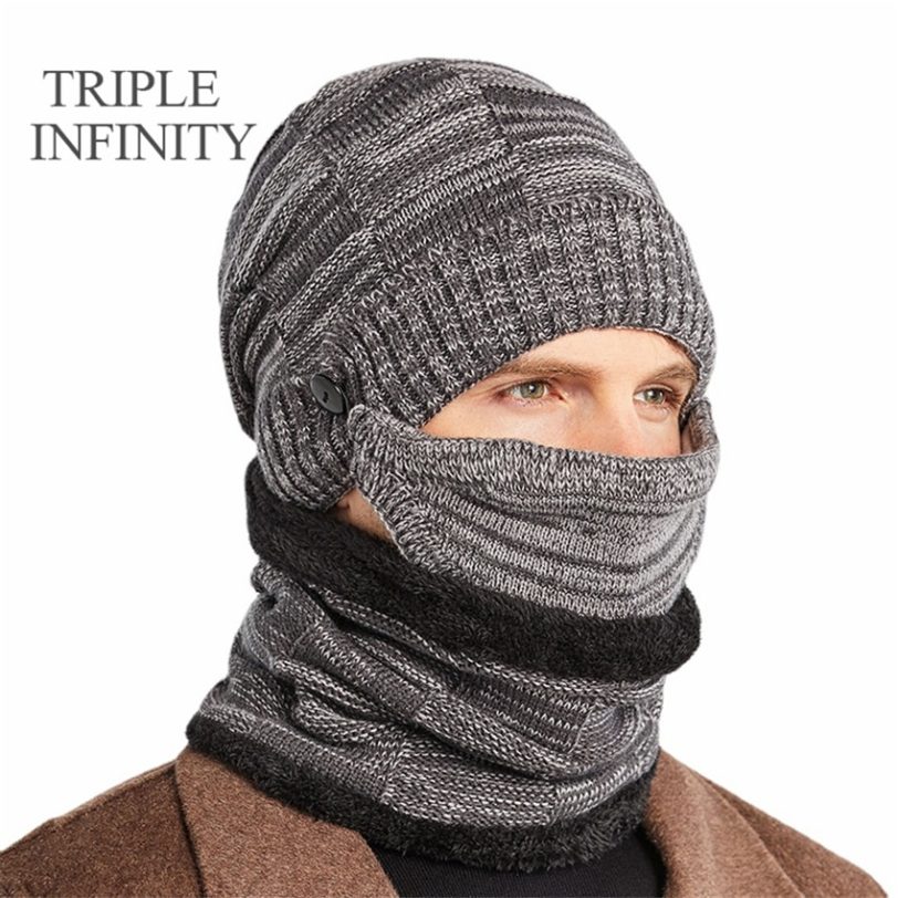 TRIPLE INFINITY New Winter Beanie Hat For Men Male Thick Windproof Comfortable Warm Knitted Hat Scarf Cap Cycling Bonnet Hats - Image 2