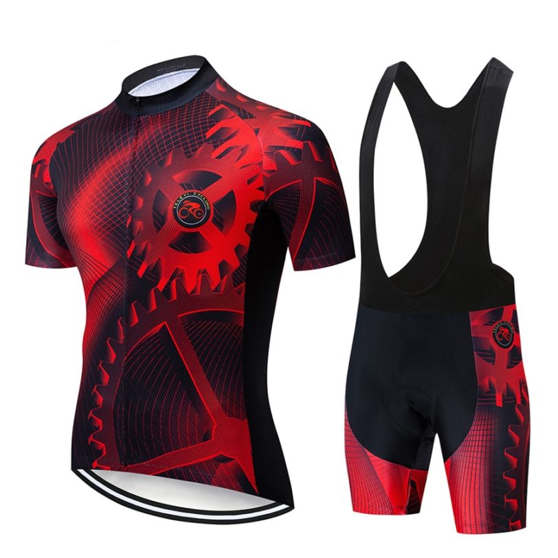 Teleyi 2021 Gear Summer Clothing Cycling Clothes Kits Short Sleeve Bib Shorts Men's Breathable Bib Shorts Maillot Ciclismo Set - Image 2