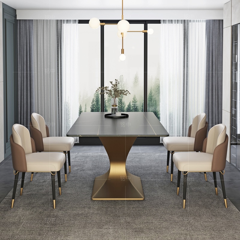The minimalist slate table is suitable for the dining room with a modern long shaped table 1