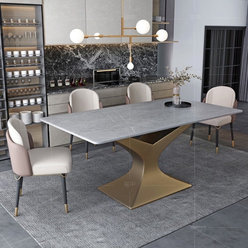 The minimalist slate table is suitable for the dining room with a modern long shaped table 2