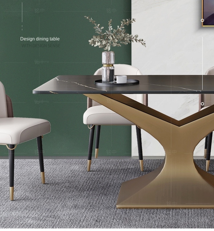 The minimalist slate table is suitable for the dining room with a modern long shaped table 3