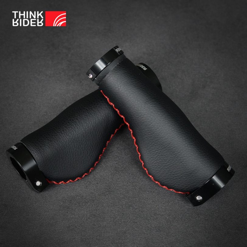 ThinkRider Fiber leather Bicycle Handlebar Grips City Bike Scooter MTB Cover Handle Bar End Non-slip Aluminum Lock - Image 2