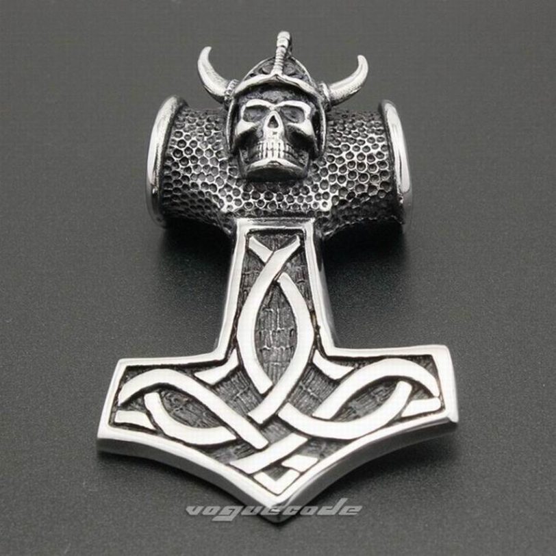 Thor`s Hammer Pendant 316L Stainless Steel Mens Biker Rocker Punk Viking Norse Warrior Jewellery 6K001 Steel Necklace 24 inches - Image 4