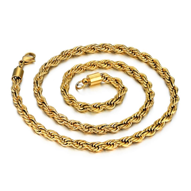 Twist Hip Hop Stainless Steel Long Chain Necklace Men Jewelry Wholesale,Brand Hippie Gold Color Male Necklace Chain Jewelry Gift - Image 5