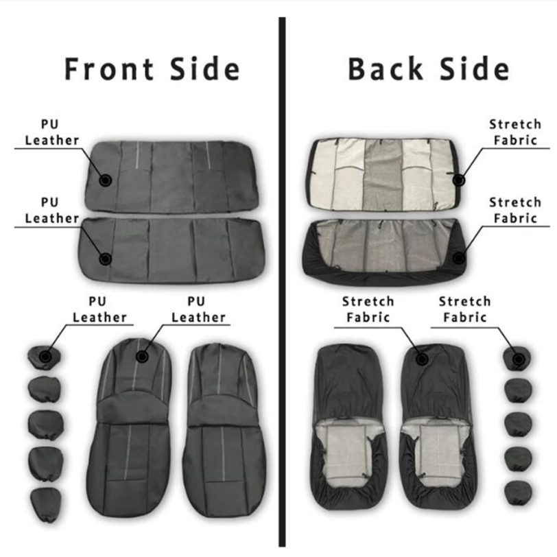 Universal Car Seat Cover Protector PU Leather Front Rear Seat Back Cushion Pad Mat Backrest for 1