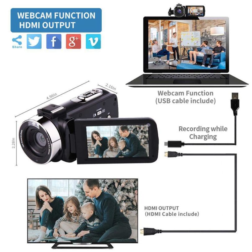 Video Camera Camcorder 4K Camcorder for Live Stream Webcam WiFi Remote Control Night Vision Touch Screen Photography - Image 2