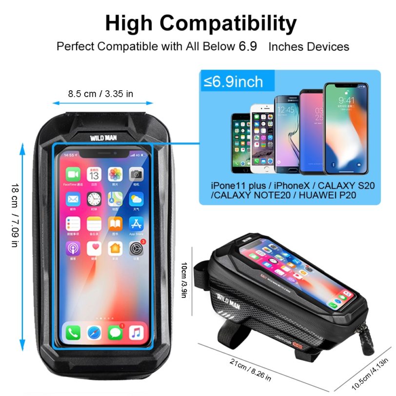 WILD MAN 2021 Bicycle Bag Frame Front Top Tube Cycling Bag Waterproof 6.5in Phone Case Touchscreen Bag MTB Pack Bike Accessories - Image 3