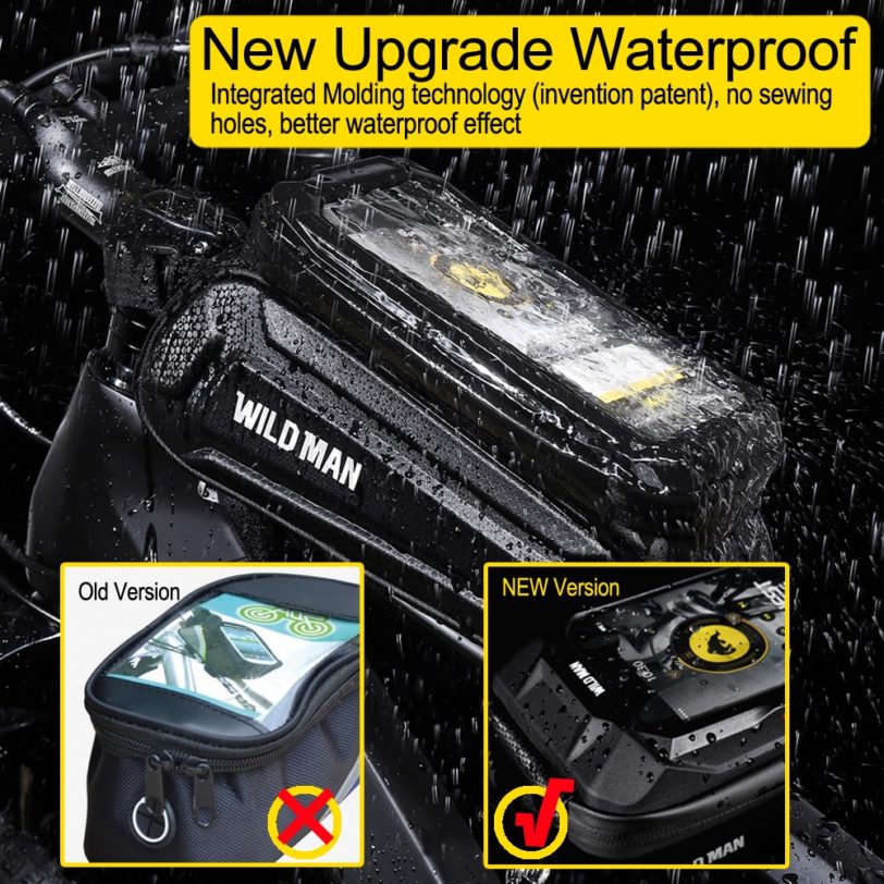 WILD MAN Bike Bag 1.8L Frame Front Tube Cycling Bag Bicycle Waterproof Phone Case Holder 7 Inches Touchscreen Bag Accessories - Image 2