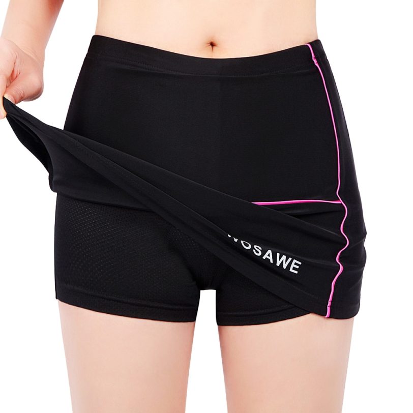 WOSAWE Women s Cycling Skirts Shorts with Gel Padded Gel Black Underpant Bicycle Underwear Ladies skirt 2