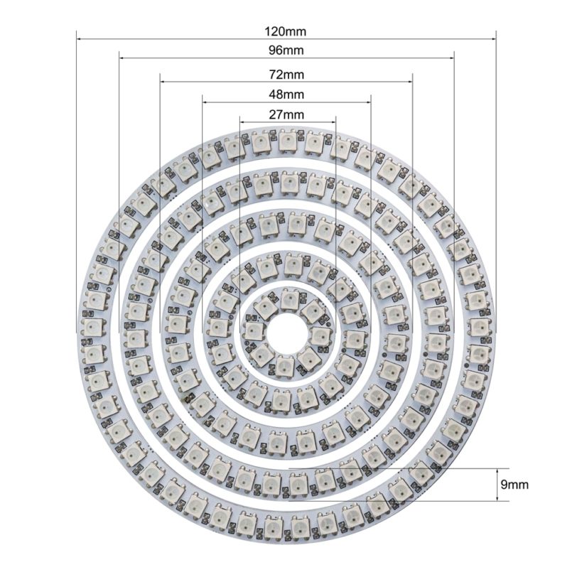 WS2812B 8/16/24/35/45 Leds Pixel Ring Addressable Led Modules WS2812 IC RGB Full Color Round Led Circle DC5V - Image 2