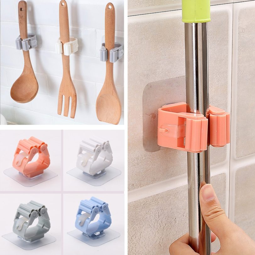 Wall Mounted Hanger Organizer 1Pc Mop Broom Holder No-slip Gripper Self for Hanger Mop Hook Racks Kitchen Bathroom Adhesive - Image 2