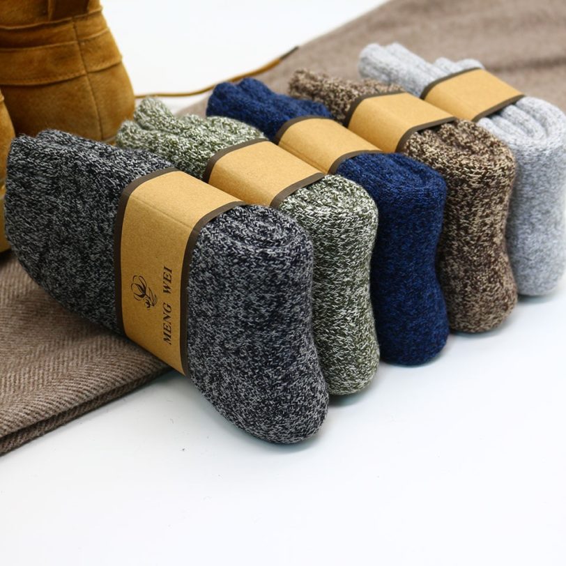 Winter Men's Super Thick Warm High Quality Harajuku Retro Snow Casual Antifreeze Wool Socks 3 Pair - Image 4