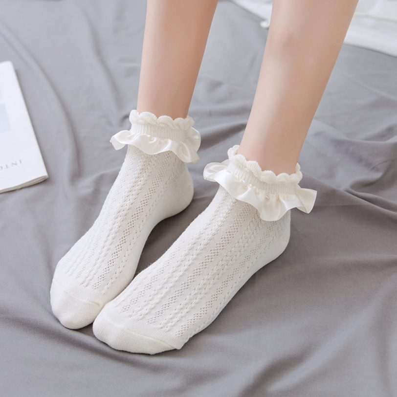 Woman Socks Ruffle Socks Lolita Short Socks Cosplay Costumes Accessories Nylon Lace Socks Anime Cartoon Sweet Girls Hosiery - Image 2