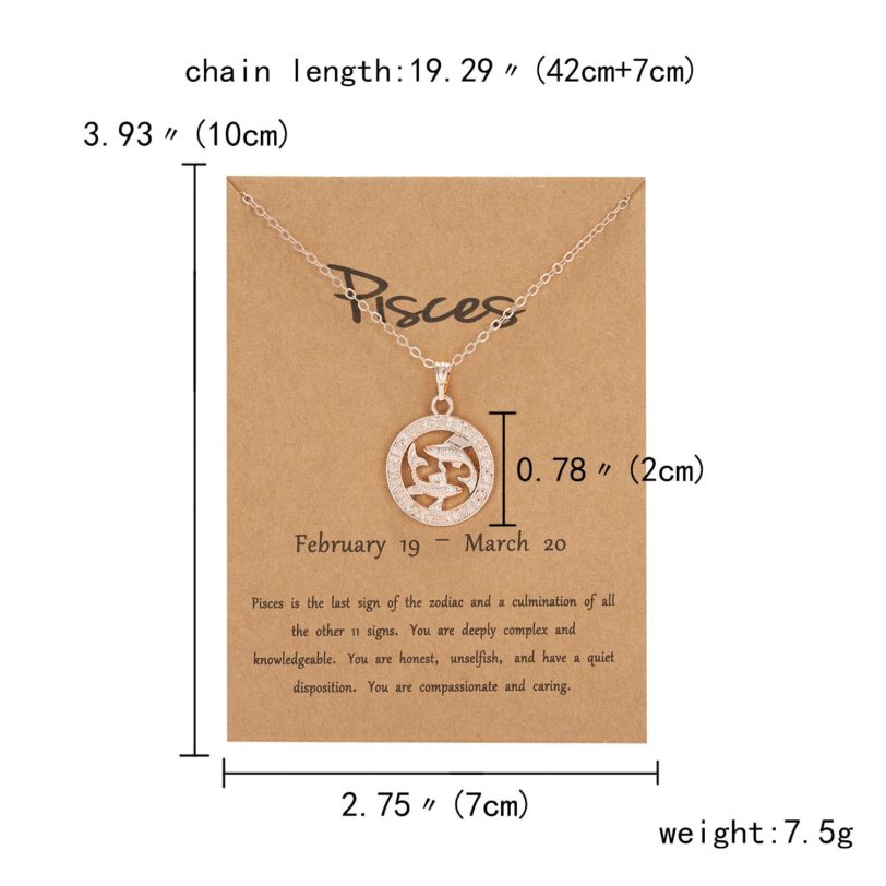 Women 12 Constellation Animal Necklace Rose Gold Zodiac Sign Pendant Fashion Cardboard Star Scorpio Necklace Jewelry - Image 2