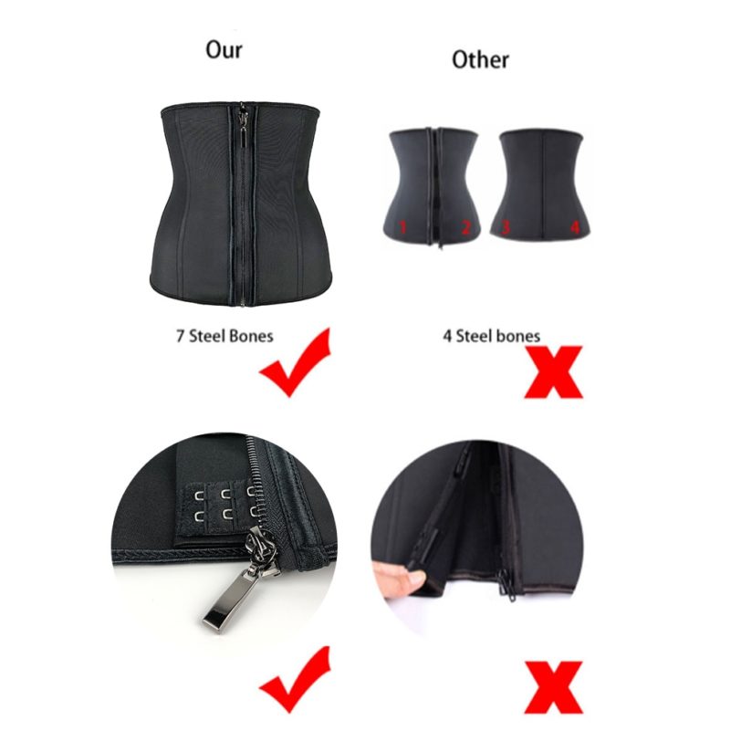 Women Latex Waist Trainer Body Shaper Corsets with Zipper Cincher Corset Top Slimming Belt Black Shapers Shapewear Plus Size - Image 6