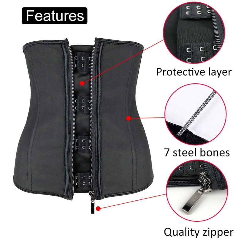 Women Latex Waist Trainer Body Shaper Corsets with Zipper Cincher Corset Top Slimming Belt Black Shapers Shapewear Plus Size - Image 2