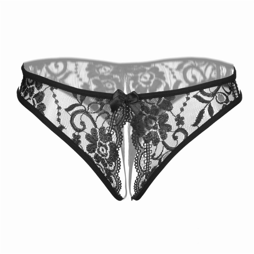 Women Sexy Lingerie hot erotic sexy panties Open Crotch porn lace underwear Crotchless underpants sex wear briefs with bow front - Image 2