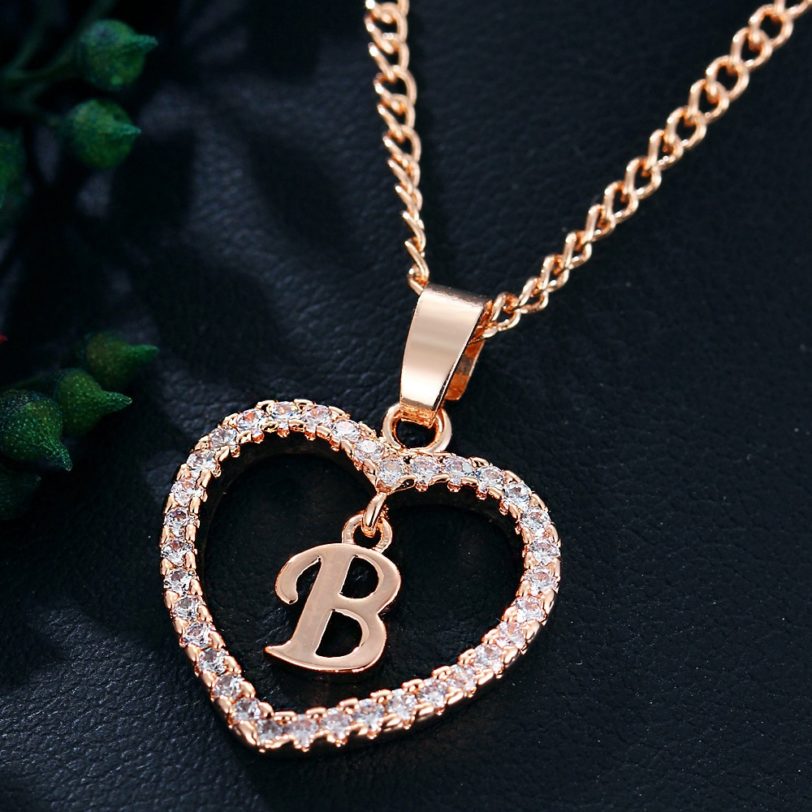 Womens Jewelry Name Initials Heart Pendant Necklace 26 Letters Zircon Love Necklaces Girls Gifts the First Letter Accessories - Image 5