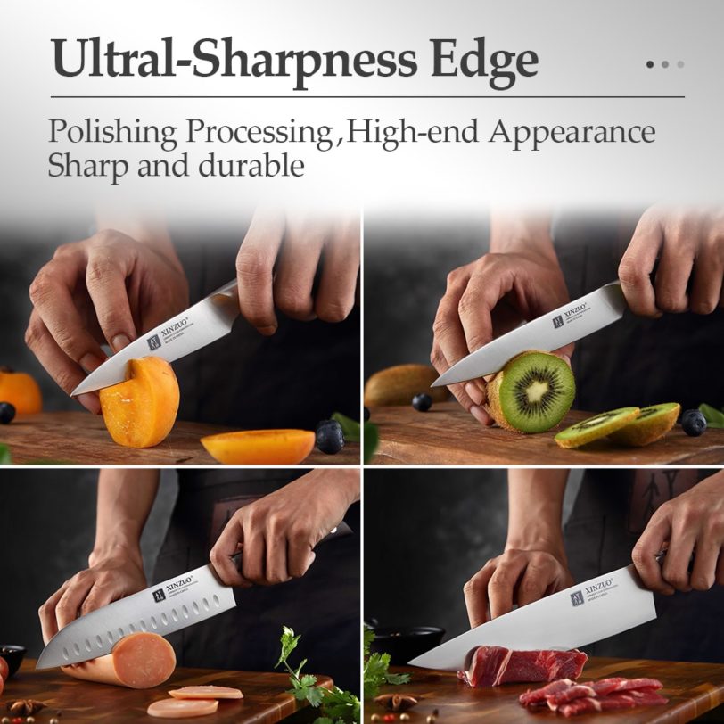 XINZUO 6PCS Kitchen Knife Set Utility Cleaver Chef Bread Paring Fruit Knife German1.4116 Steel Stainless Steel Knives Sets - Image 5