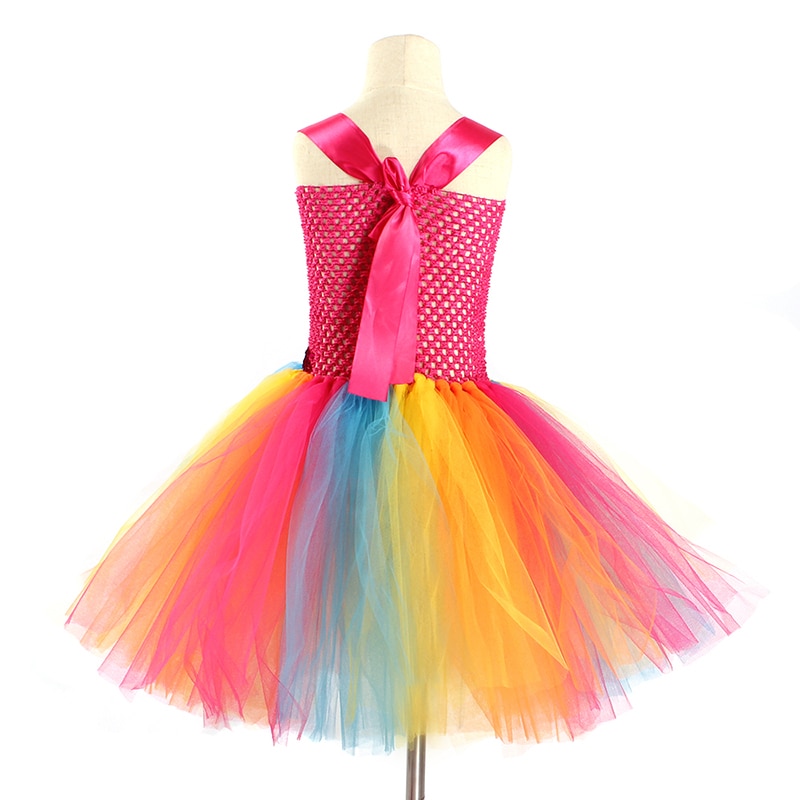 Jojo Siwa Tutu Dress with Hair Bow Rainbow Sparkly Glitter Fancy Dress for Baby Girls Birthday Party Pageant Princess Costume (17)